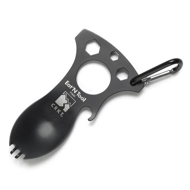 

Outdoor Portable Tools Camping Equipment Outdoor Multifunctional Emergency Stainless Steel Spoon Fork Bottle Opener Wrench