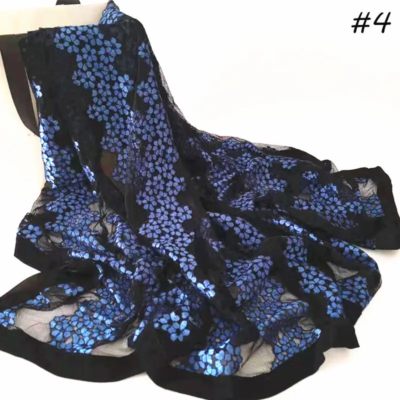 Новый gridding шарф с цветочным принтом текстурная шаль границы дизайн чистая ткань