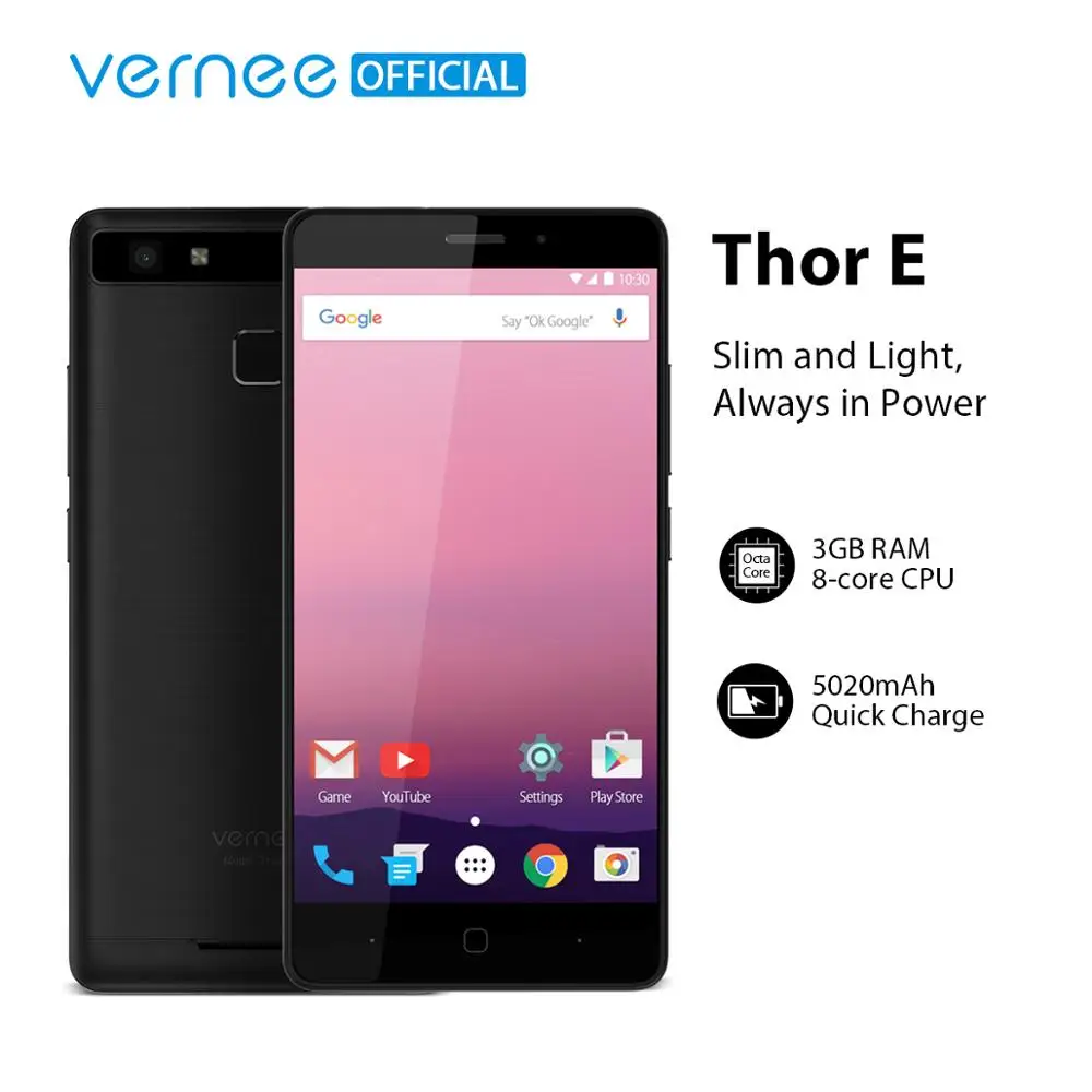 Vernee Thor E " HD 4G LTE мобильный телефон MTK6753 Восьмиядерный Android 7,0 сотовые телефоны 3G ram 16G rom 5020 mAh смартфон с отпечатком пальца