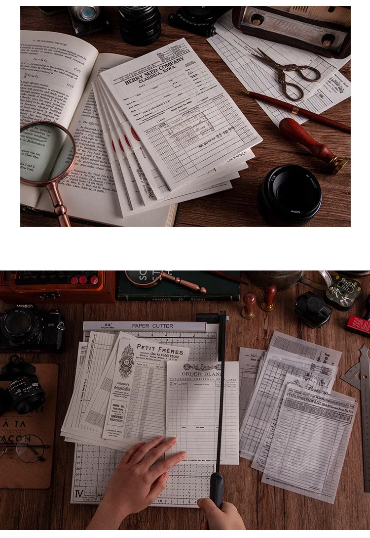 

20 PCS Retro Receipt Vintage Notes Decoration Stationery Sulfuric Acid Paper Material For DIY Diary Scrapbooking Junk Journal