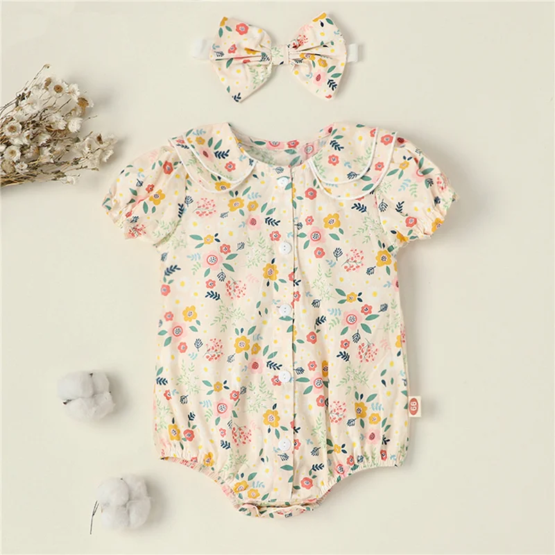 Детский комбинезон для новорожденных одежда маленьких девочек повязка на голову