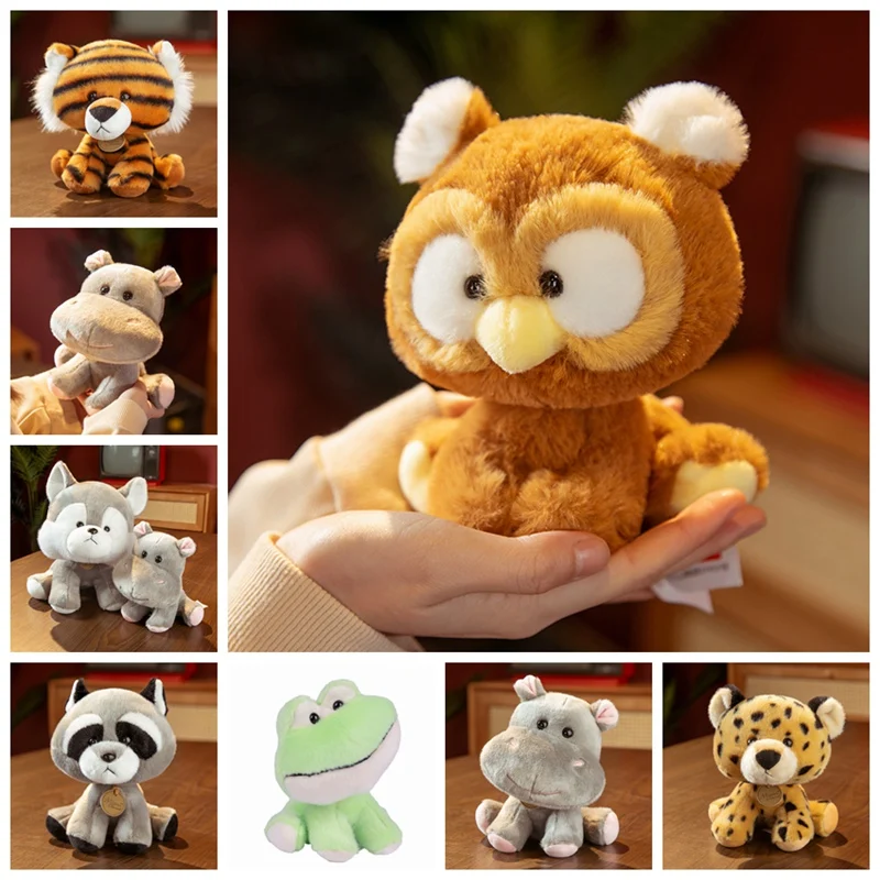 

10 Styles Animal Cute Mini Raccoon Pig Frog Dog Bear Plush Toy Soft Cartoon Tiger Owl Husky Stuffed Doll Baby Pillow Gift 15cm