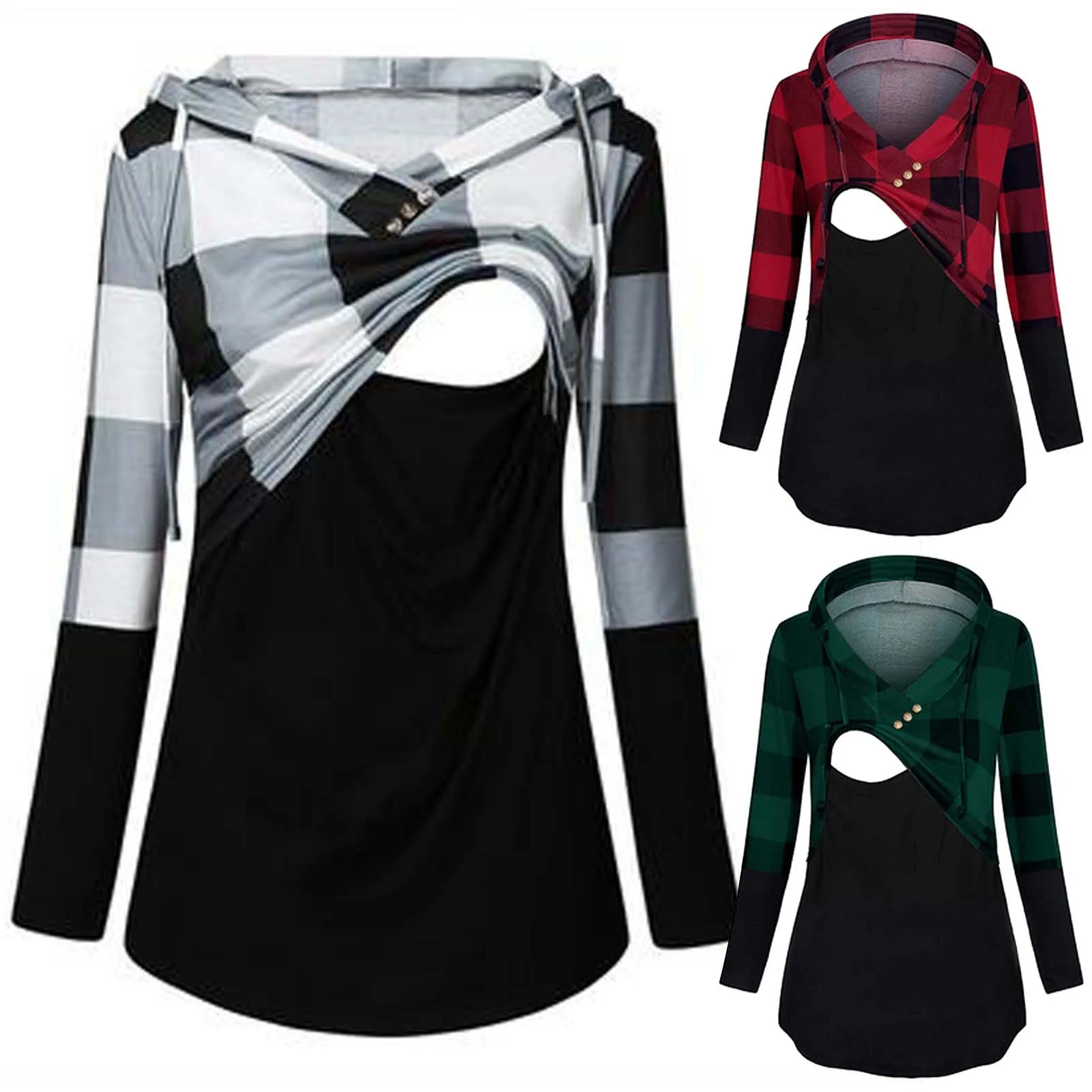 

Pregnant T-shirt Women Clothes Hooded Long Sleeve Maternity Shirt Nursing Care Top Одежда Для Беременных