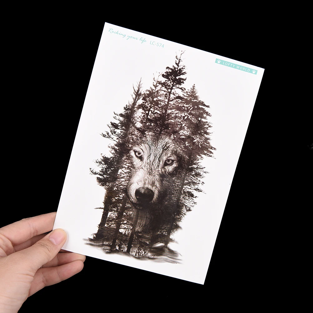 1pcs Wolf Forest Tatto Stickers Flash Tatoo Fake Tattoos  Fake Tattoo Waterproof Temporary Tattoo Sticker For Women Men