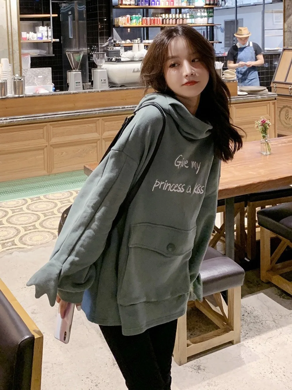 Women Cute Ear Frog Pullover Sweatshirt Mid-length Green Oversized Homewear Hoodies Creative Clothes 2020 Winter New | Женская одежда