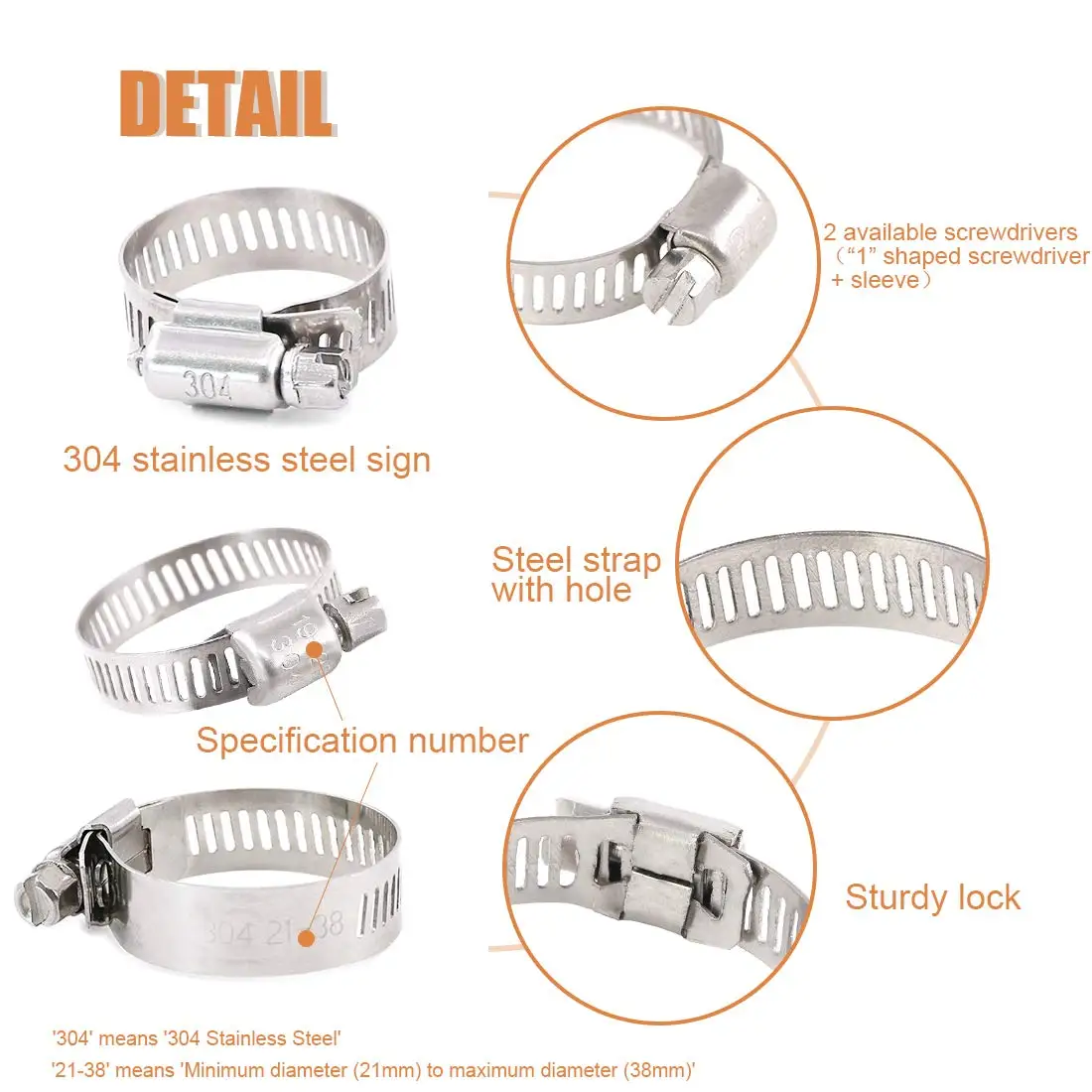 Регулируемые зажимы диаметром от 8 до 38 мм набор шлангов-червей для различных