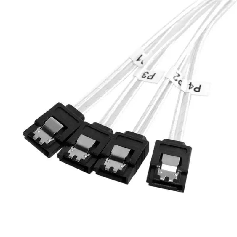 

Slim Line SAS 4.0 SFF-8654 4i 38pin Host to 4 SATA 7pin Target Hard Disk Fanout Raid Cable 50cm