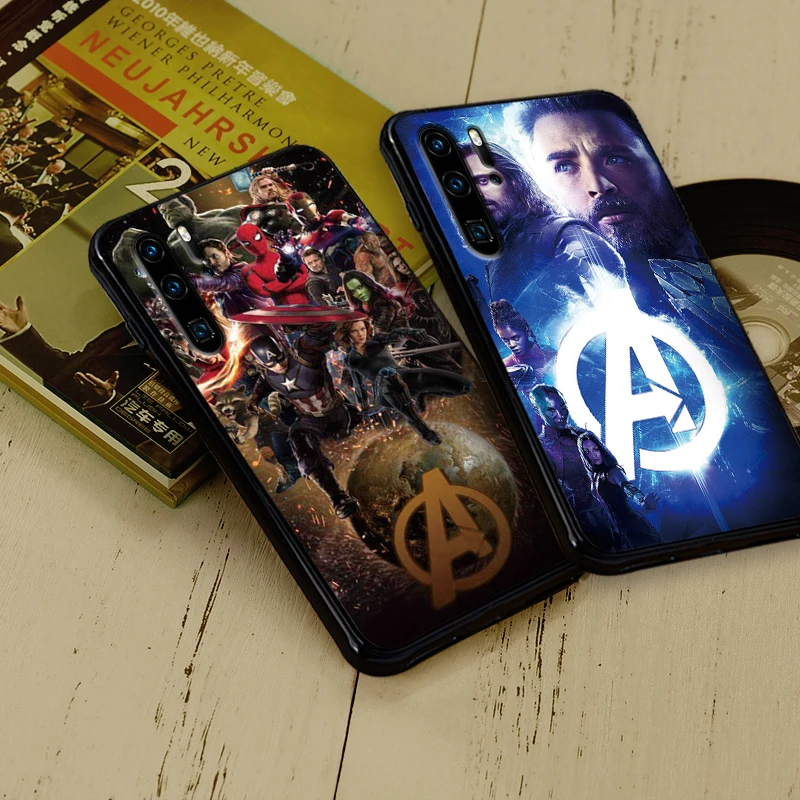 Черные силиконовые чехлы Marvel The Avengers для huawei Y6 Y7 Y9 Prime 2018 2019 Nova 2i 3 4 3i Lite mate 10 20 Pro