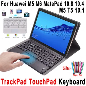 touchpad keyboard case for huawei mediapad m5 t5 10 1 m6 10 8 lite matepad pro 10 8 10 4 t 10s t10s case trackpad keyboard cover free global shipping