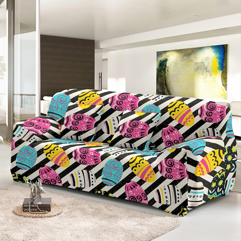 

Cartoon Happy Easter Egg Sofa Cover Non Slip Stretch Slipcovers Sectional Elastic Couch Covers For Living Room 1/2/3/4 Seat