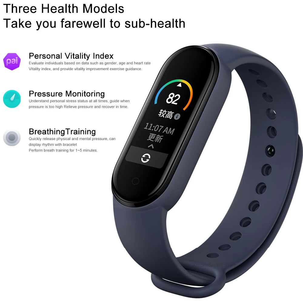 Mi Band 5 глобальная версия Xiaomi Смарт браслет 4 цветной дисплей умный Bluetooth для спорта