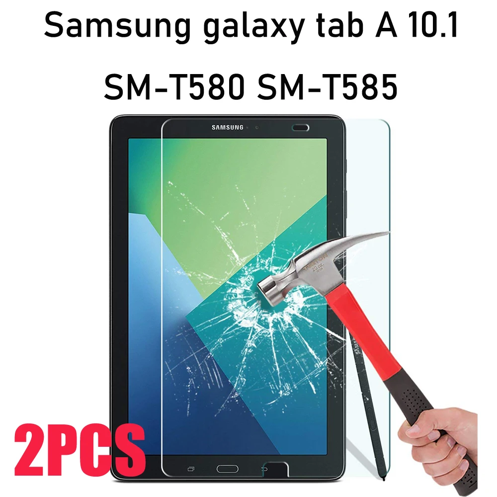 T580 glass 2PCS 2 шт защита для экрана из закаленного стекла для samsung Galaxy Tab A 10,1 T510 T515 SM-T510 SM-T515 10,5 SM-T580 t590защита от царапин - Цвет: T580 glass 2PCS