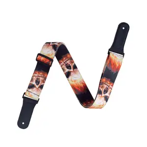 Adjustable Nylon Guitar Strap Printed Leather Head for Acoustic Electric Guitar and Bass Guitar Part Accessories
