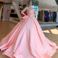 eeqasn ball gowns satin evening dresses 2021 draped scalloped long prom gowns pleats elegant women party formal dress plus size