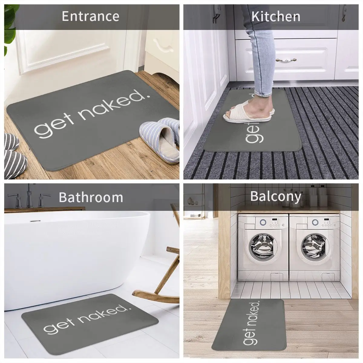 

Door Mat Get Naked Bath Mat Polyester Rug Carpet Anti-slip Antiwear Entrance Living Room Home Bathroom Hallway Balcony