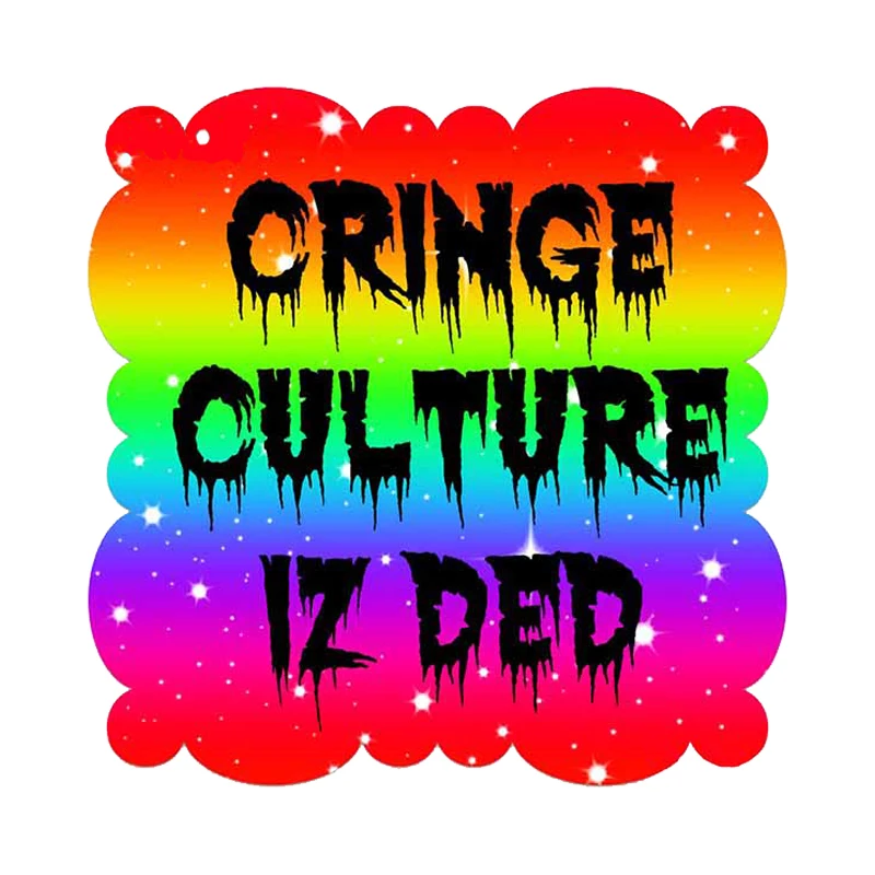 

13cm x 12.8cm for Cringe Culture Iz Zed Rainbow Waterproof Decal Decoration Occlusion Scratch Windows Car Stickers