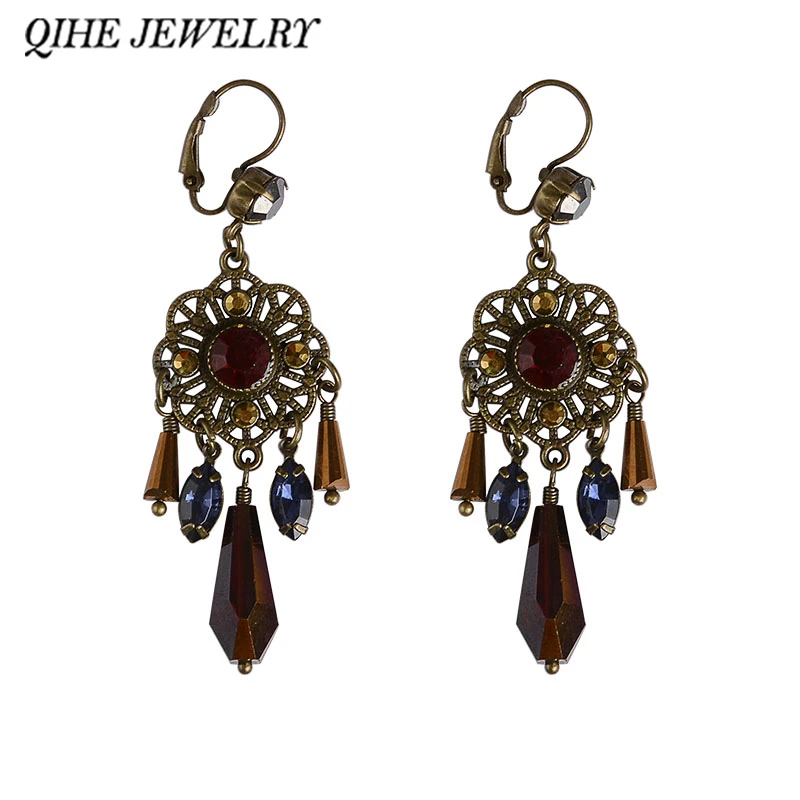 QIHE ювелирные изделия кисточкой серьги Хрустальная люстра очарование падение для