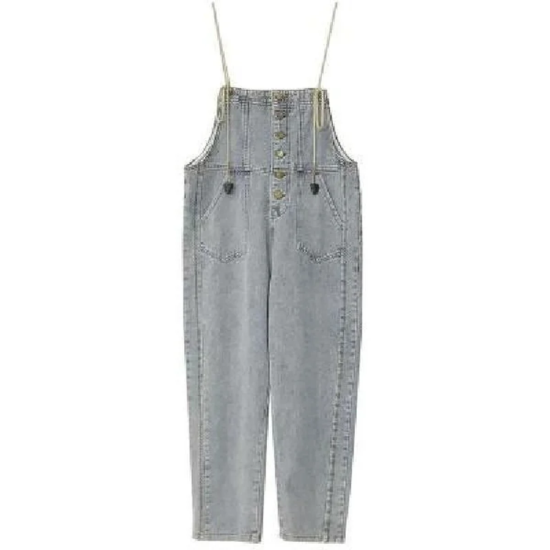Autumn Denim Overalls Loose Pants Women 2021 New Korean Version of Wild Cute Suspenders Mother Jeans Loose Jeans