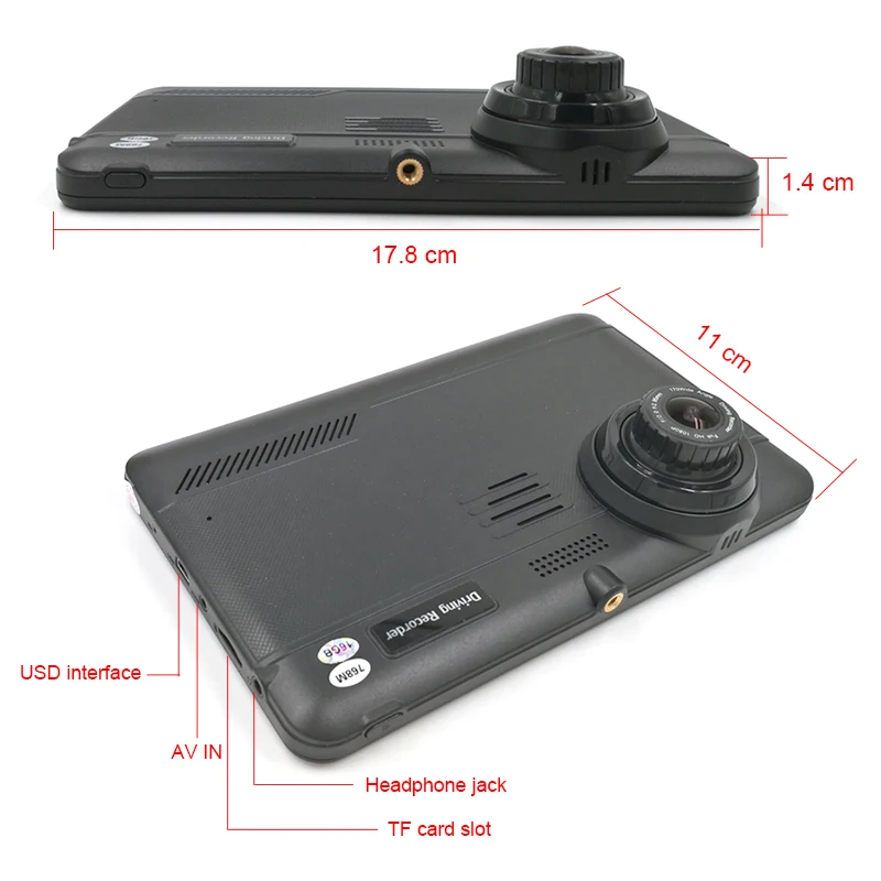 Автомобильный 7-дюймовый Android DVR с AVIN GPS-навигацией вождения рекордер 1080P