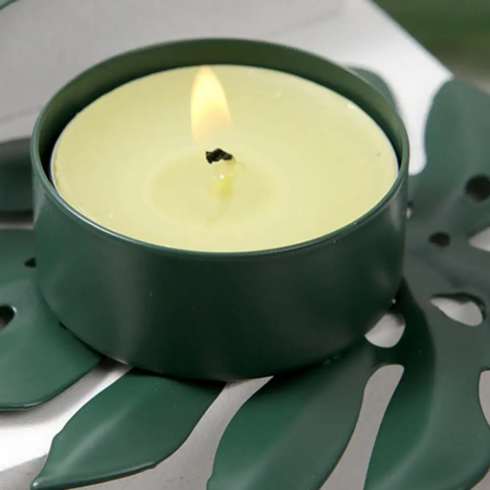 

60%HOTCandlestick Leaf Shape Desktop Ornament Metal Turtle Leaf Candle Holder for Home Decor