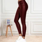 Женские облегающие брюки из искусственной кожи, обтягивающие пикантные эластичные брюки с завышенной талией, Женские Элегантные повседневные офисные брюки для весны и осени, новинка 2022