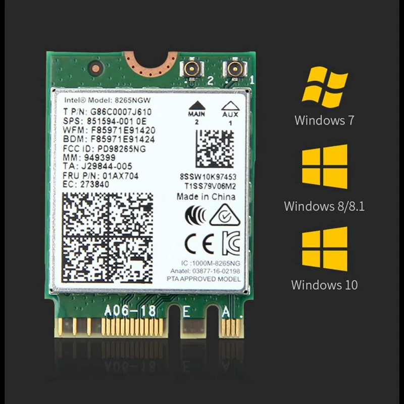 

Dual Band Wireless 8265NGW 2.4Gbps 802.11Ax Wireless Wi-Fi for WiFi Wlan Card