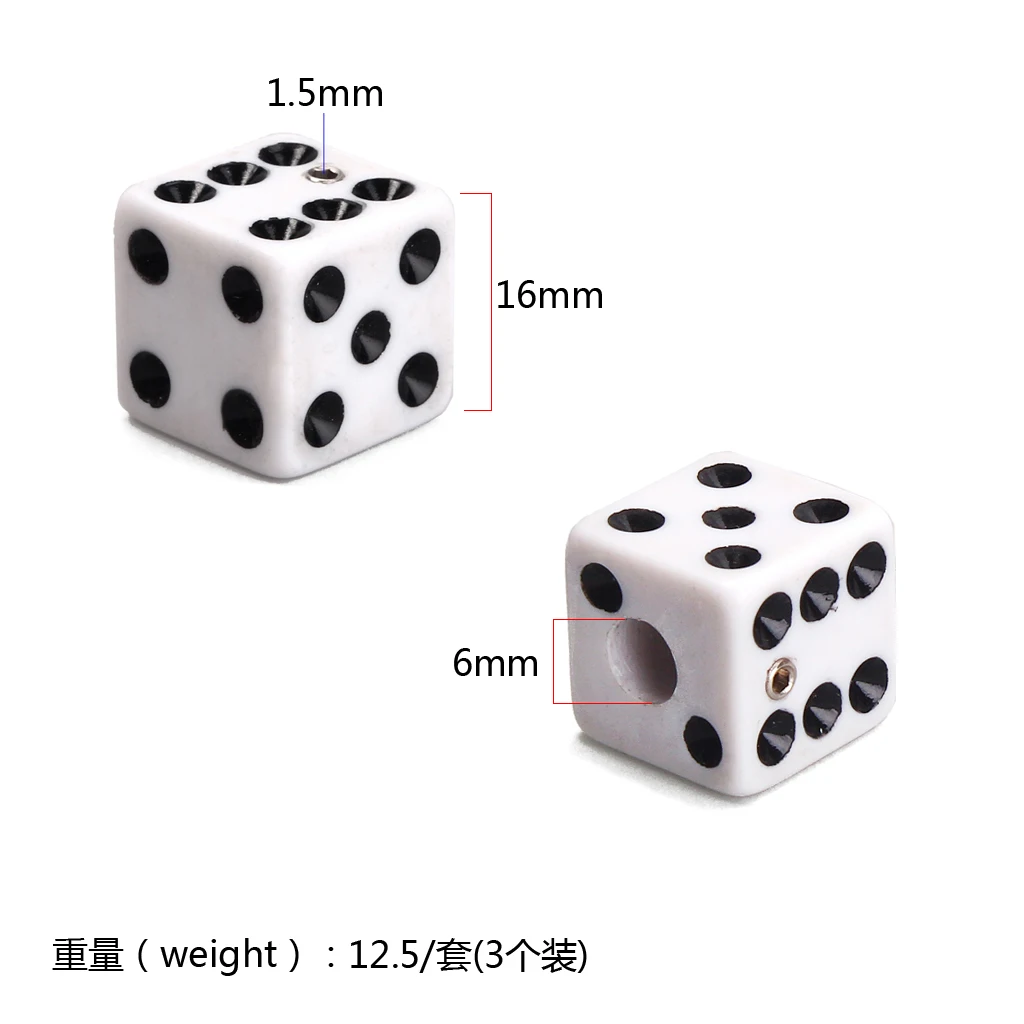 

3x Black And White Dice Control Knobs, Split Neck, Guitars