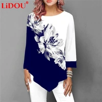 new fashion loose shirt women spring summer blouse 34 sleeve casual 3d printing female tee shirt tops oversized 5xl streetshirt