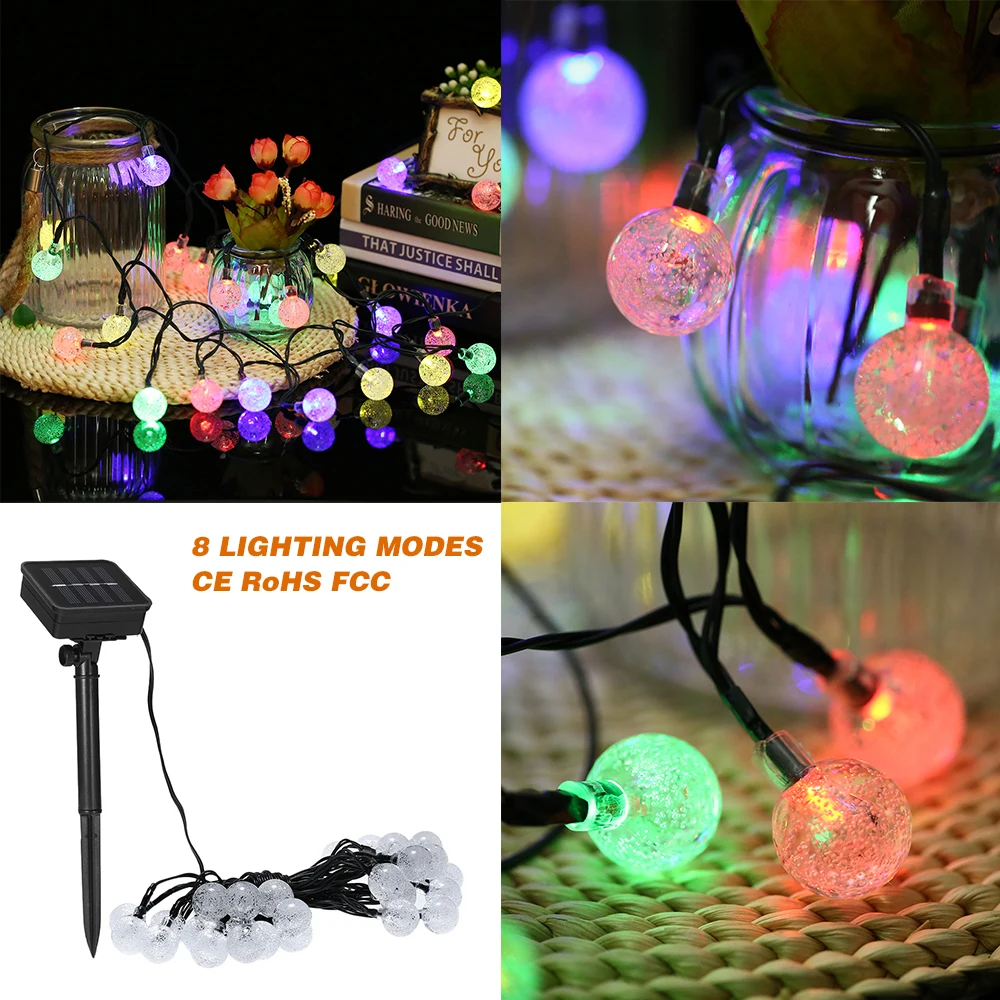 

Гирсветильник на солнечной батарее, 8 режимов, 19,7 футов, 30 светодиодов