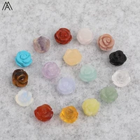 15pcslot 10mm natural agates lapis fluorite stone quartz crystal carved rose flower shape earring beads for jewelry diy making