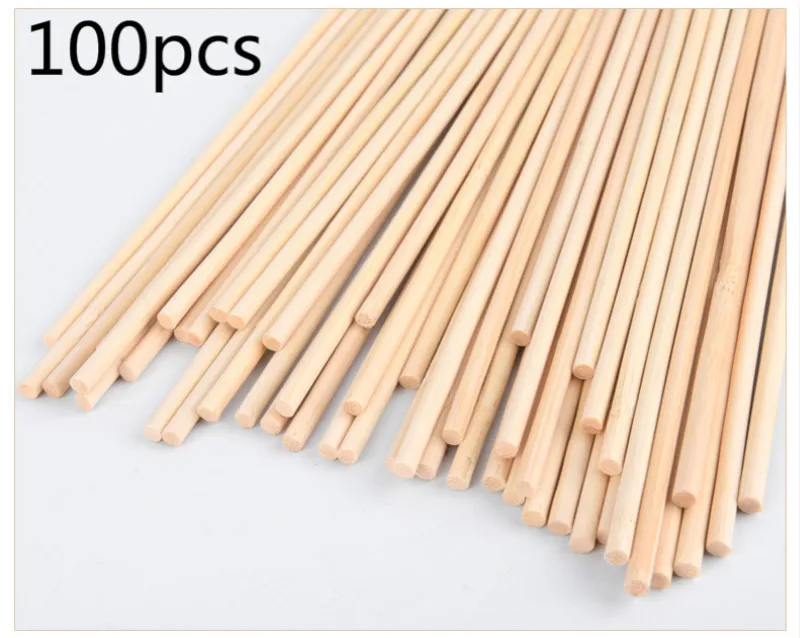 100Pcs Round Wooden Stick For Crafts Food Ice Lollies And Model Making Cake Dowel For DIY Food Craft Useful Wood For Home DIY