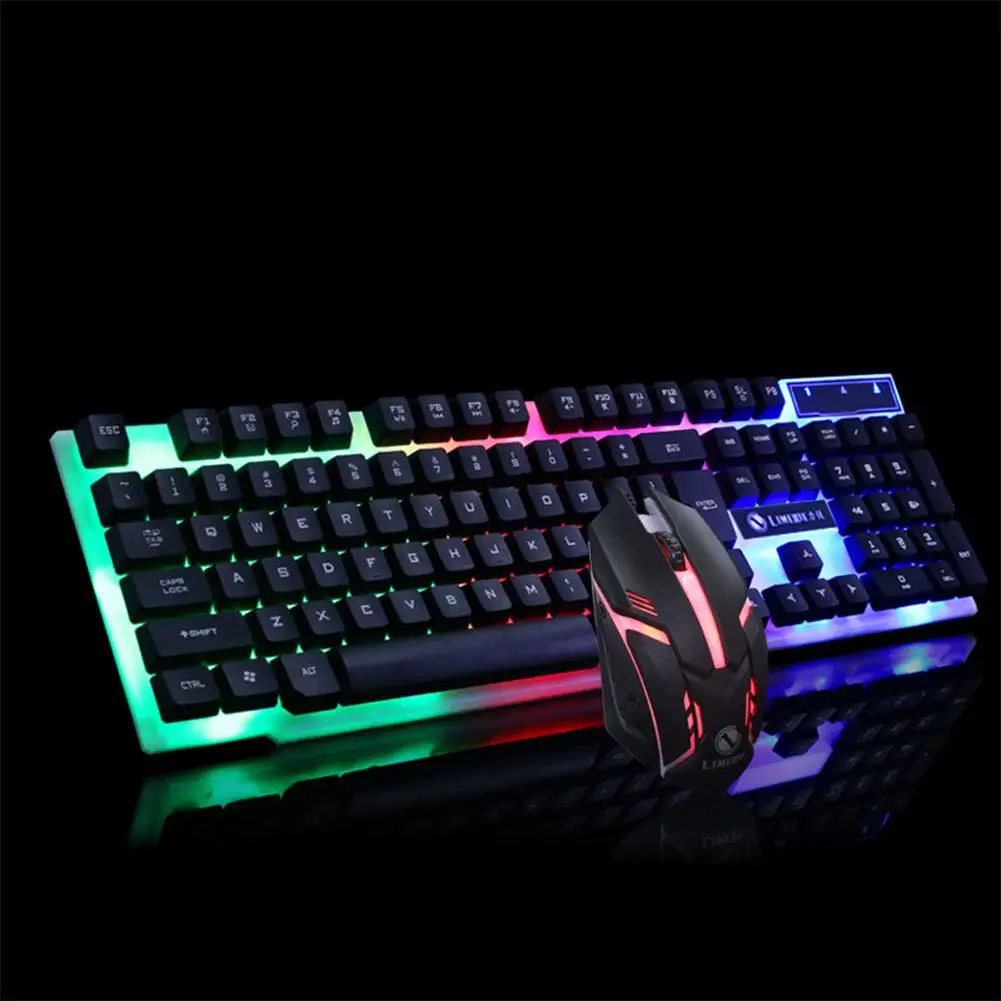 Проводной USB PC Gamer подвеска механическая клавиатура + Мышь комплект