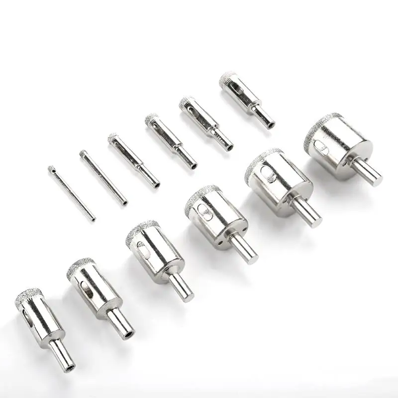 

12Pcs Diamond Drill Bits 3-32mm Hole Saw Hollow Core Drill Bits Set for Glass, Ceramics, Porcelain, Ceramic Tile, Marble