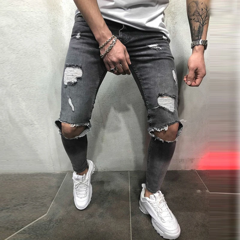 

Casual Denim Pants Sexy Hole Jeans Men Zipper Men Clothing Summer Hip Hop Trousers Skinny Jeans Men Pants Pantalones Hombre