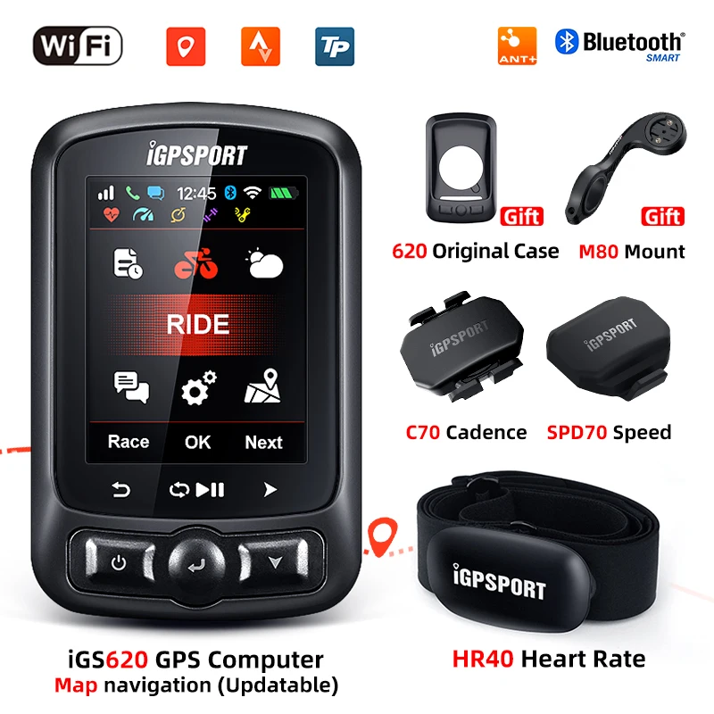 I GPS порт IGS620 беспроводной Велосипедный Спидометр ANT + BLE велосипедный компьютер WIFI