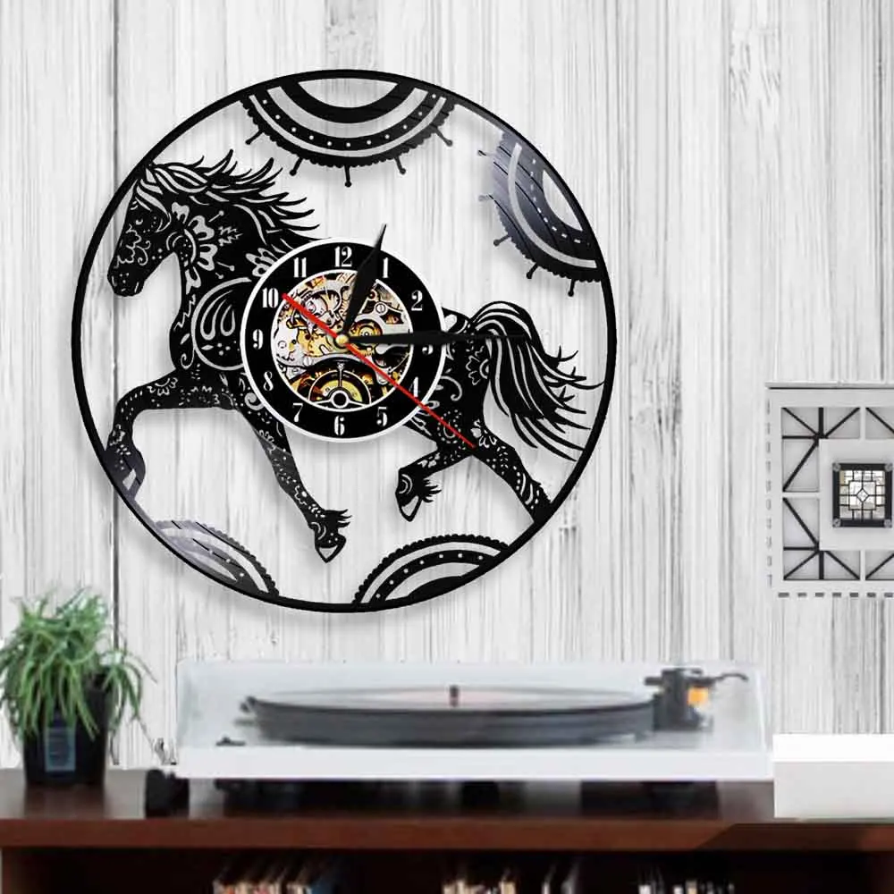 Настенные часы с цветочным принтом мандалой Horse Zentangle 3D настенные современный