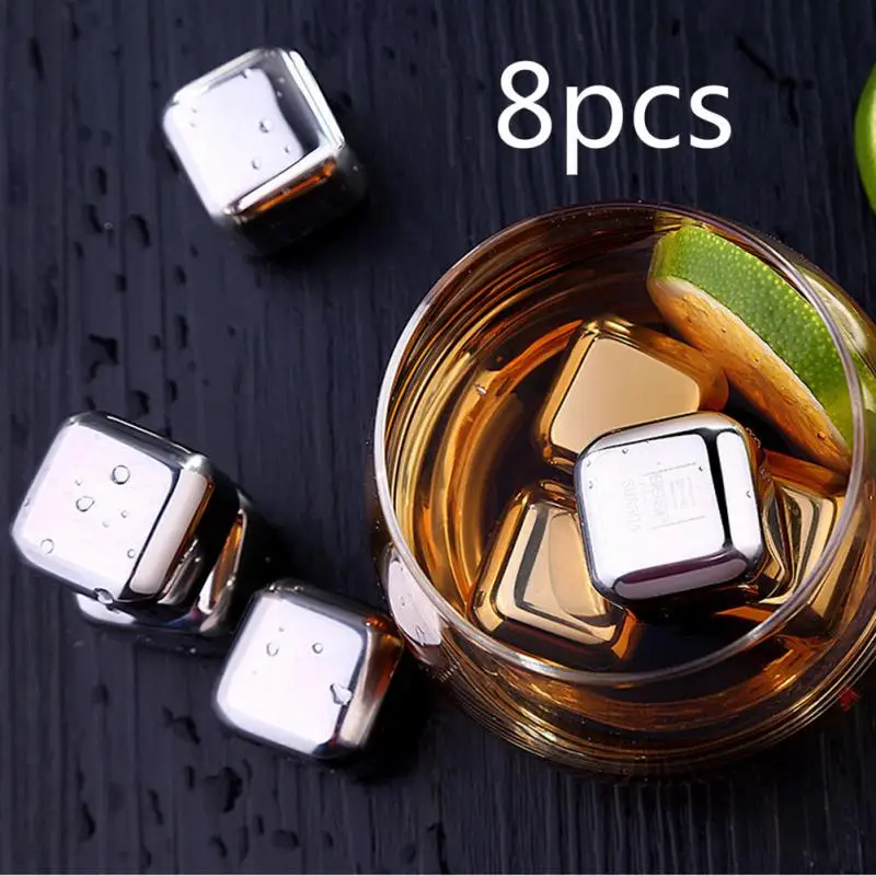 

Ice Stones 8Pcs Wine Cooler Whiskey Cubes Granite Scotch Pouch Rocks Ice Stones Drink Cooler Domino Box With Ice Clip