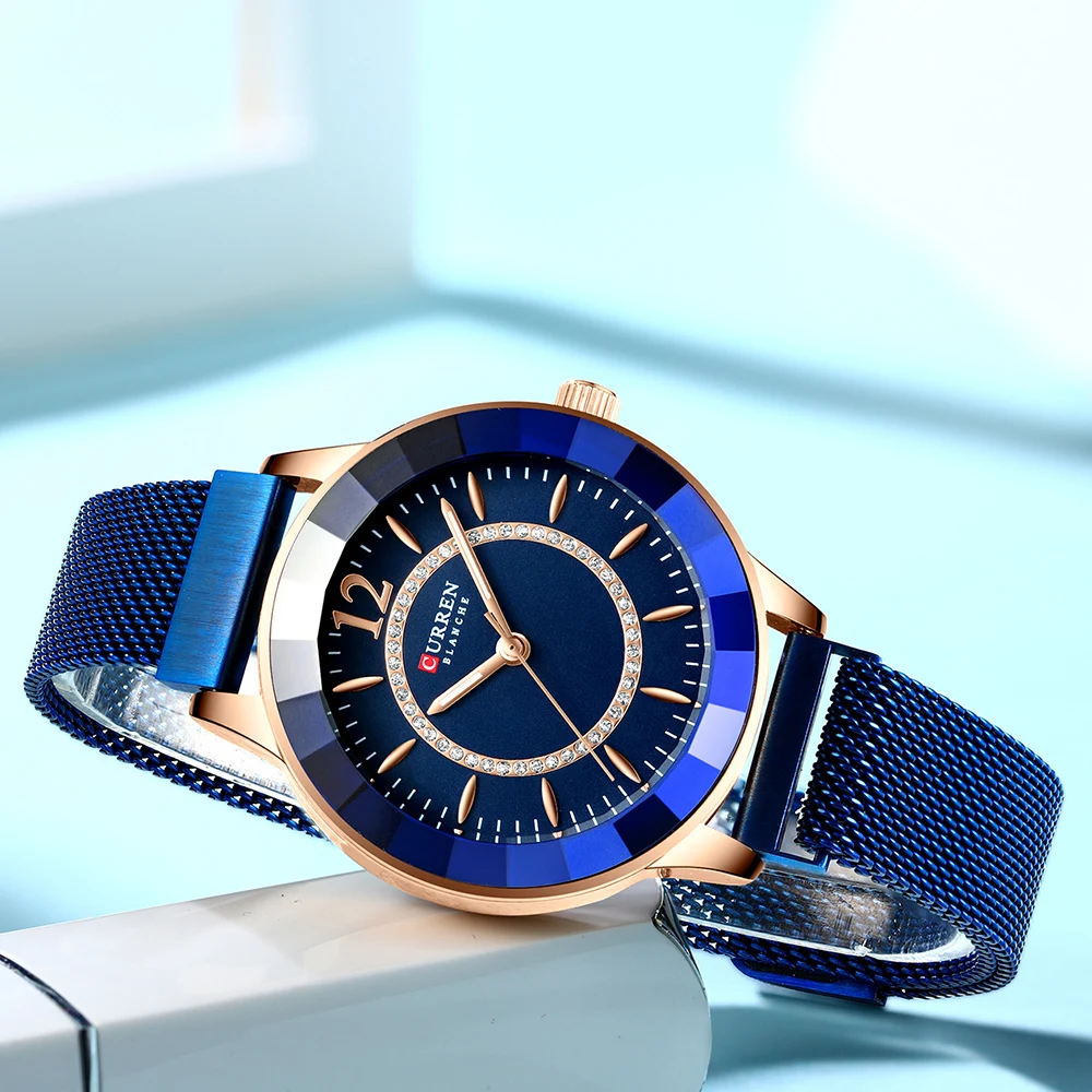 

CURREN Brand Ladies Fashion Blue Quartz Watch Women Luxury Waterproof Simple Wristwatch Gift for Wife Girls Relogio Feminino