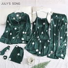 Комплект пижамный JULY'S SONG женский из 7 предметов, искусственный шелк, топ, шорты, рубашка и брюки, одежда для сна, Осень-зима 2020