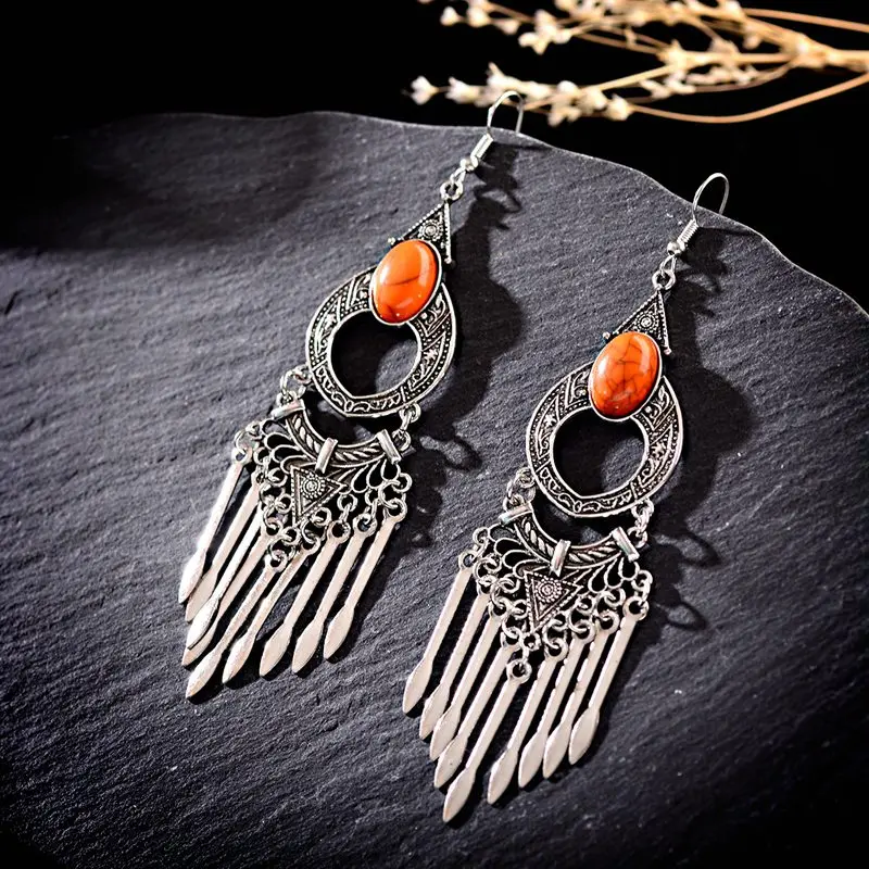 OIQUEI антикварные богемные Этнические женские индийские серьги Jhumka из
