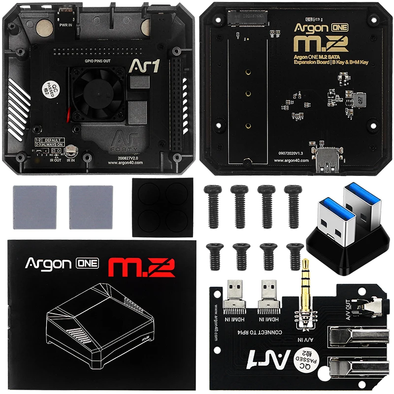 Алюминиевый Чехол Argon One M.2 для Raspberry Pi 4 Model B с SSD расширительным слотом крышка GPIO