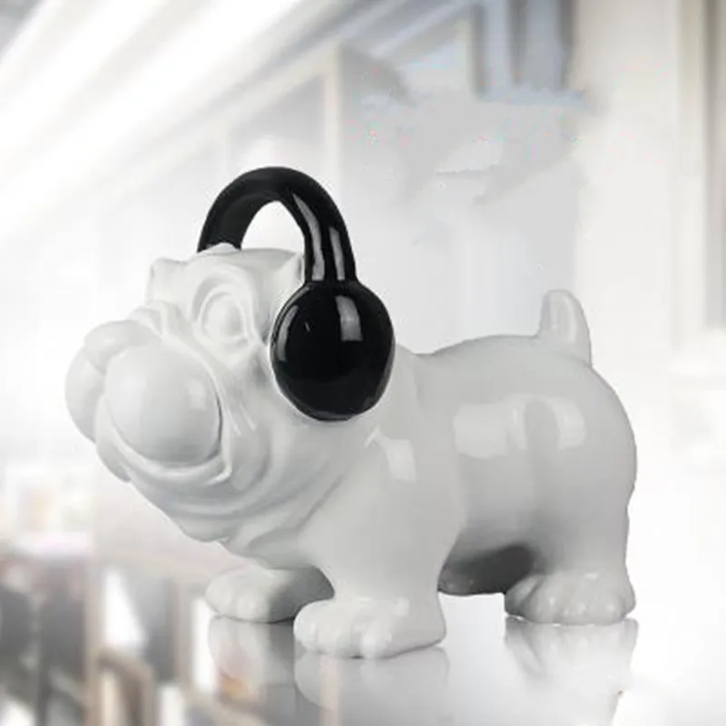 

Headphones Dog Shar Pei cute dog Children's Room Living Room Wine Cabinet Dining Room Resin Pug Dog Ornament M2246