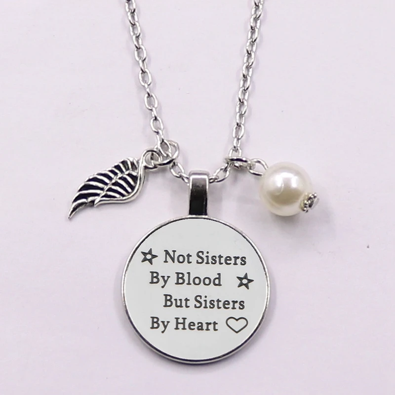 Ожерелье Лучшие друзья &quotне сестры по крови а сердцу&quot Дружба стекло кулон