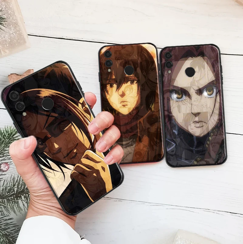 

Soft Phone Case For Huawei Honor 7X 8X 8C 9 V9 9X 10 V10 10i 20i v20 30 Lite Anime Japanese Attack On Titan Coque Black Cover