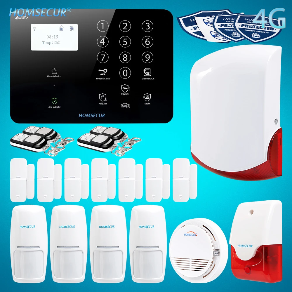 

HOMSECUR беспроводный 4G ЖК-дисплей взломостойкая охранная сигнализационная Системы для студийной съемки с изображением Языки меню (нескольким...