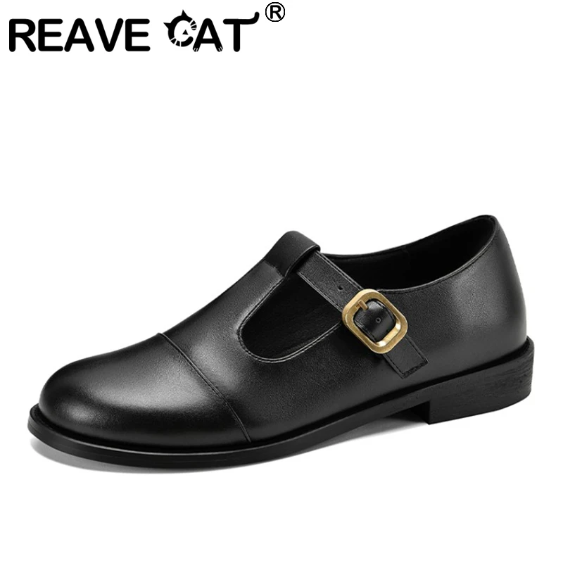 

REAVE CAT Handmade Leather Light Platform Sandals For Women Girls Style Retro Mary Jane Shoes Large Size 31-43 F1615