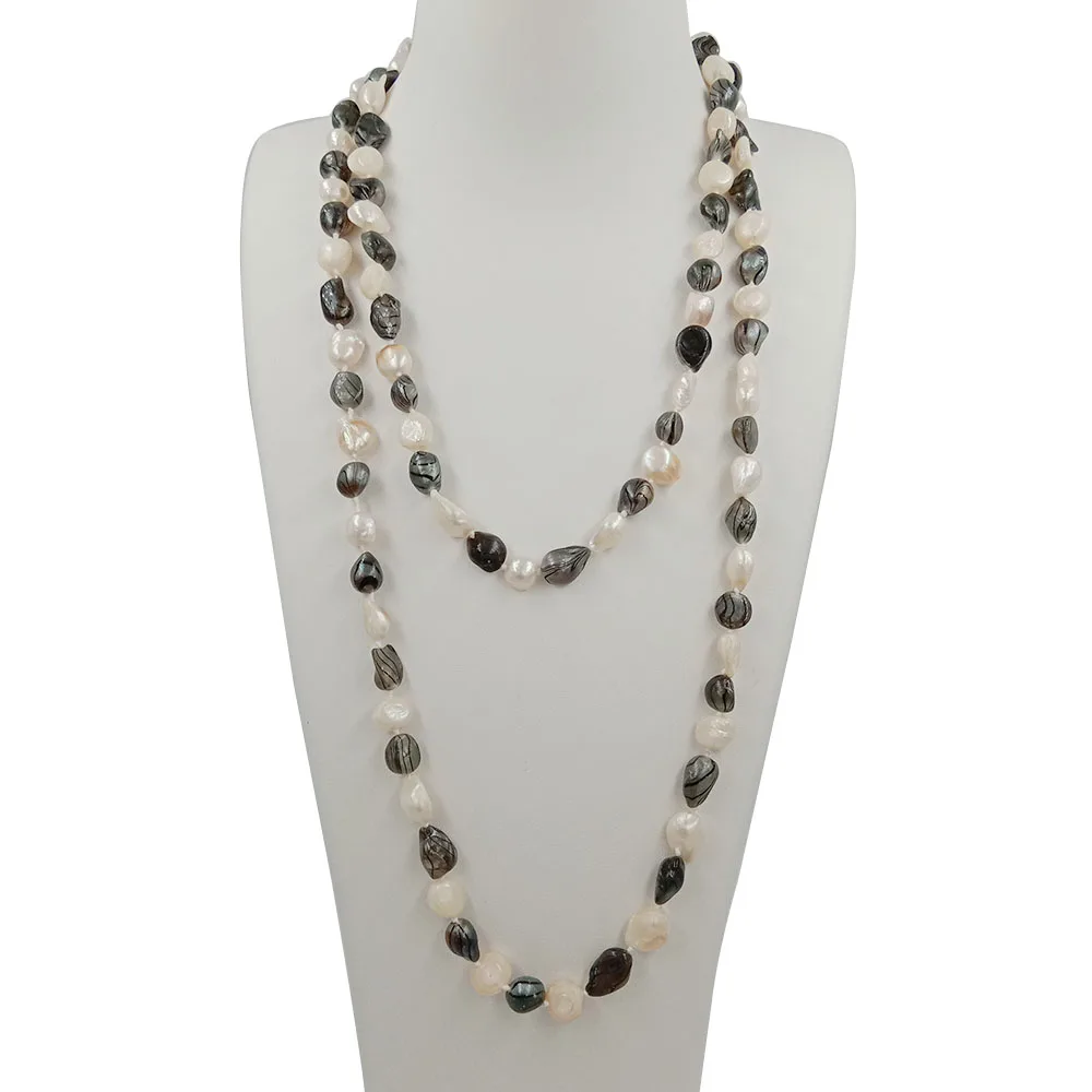 Бесплатная доставка 100% натуральный пресноводный жемчуг длинное ожерелье-120 см в