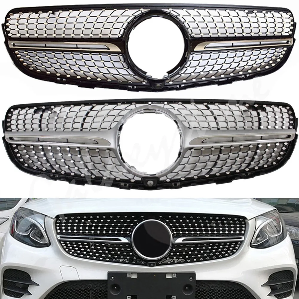 Подходит для Mercedes Benz W253 GLC Sports Diamond Style передняя гриль черного и серебряного цвета