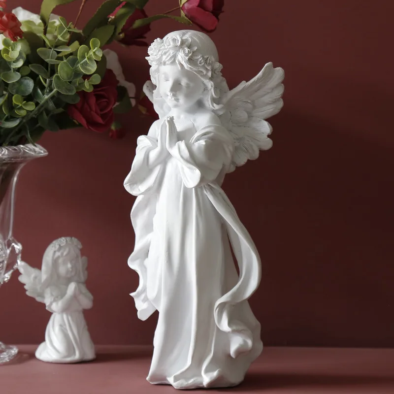 

Nordic Home Decoration Artistic Resin Angel Lovely Shape Beautiful Figurine Sculpture Tabletop Trinket Decorated For Store