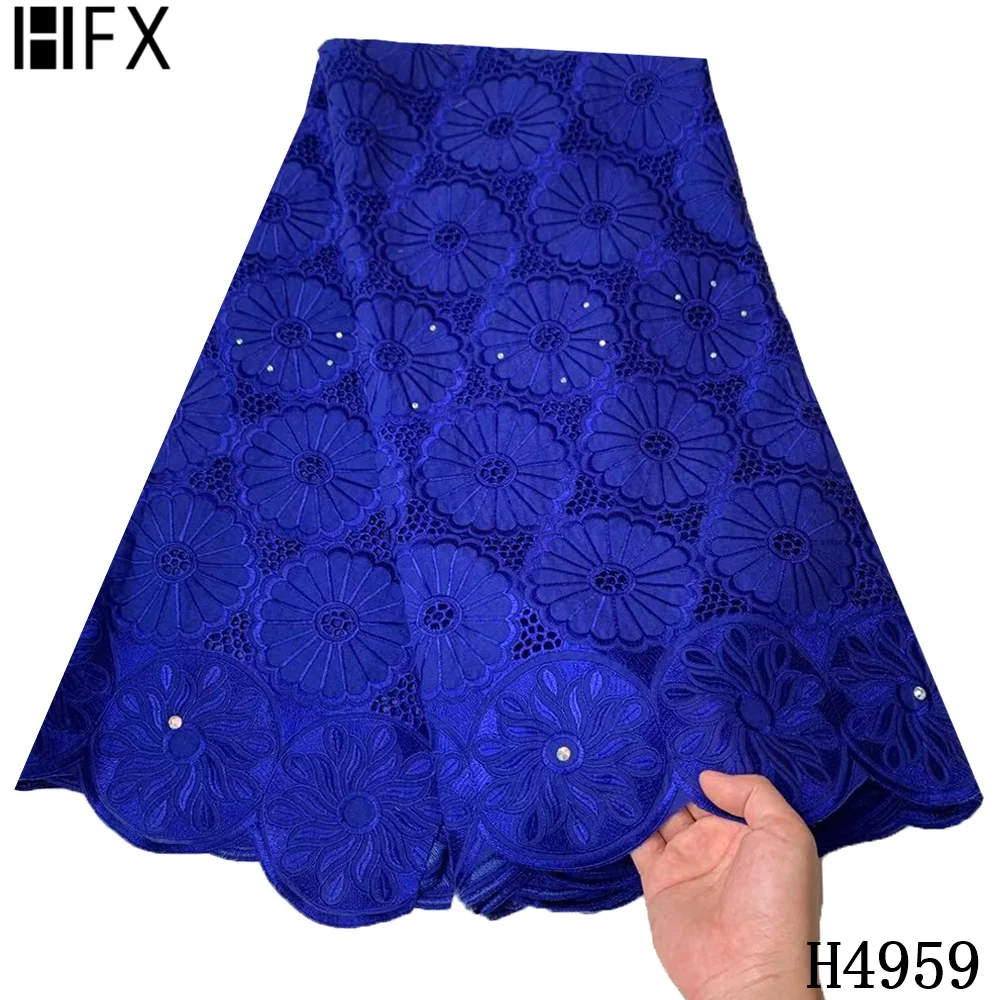 

HFX Latest Swiss Voile Brode Soft Embroidery Dry Voile Lace Materials In Switzerland African Lace Fabric For Sewing Cloth